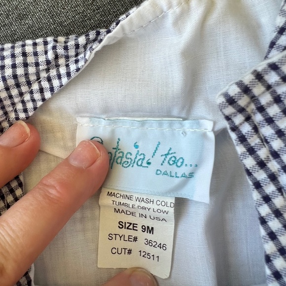 July Fourth Memorial Day Boys Romper Fantasia Too 9M 9 months seersucker romper - Picture 2 of 3